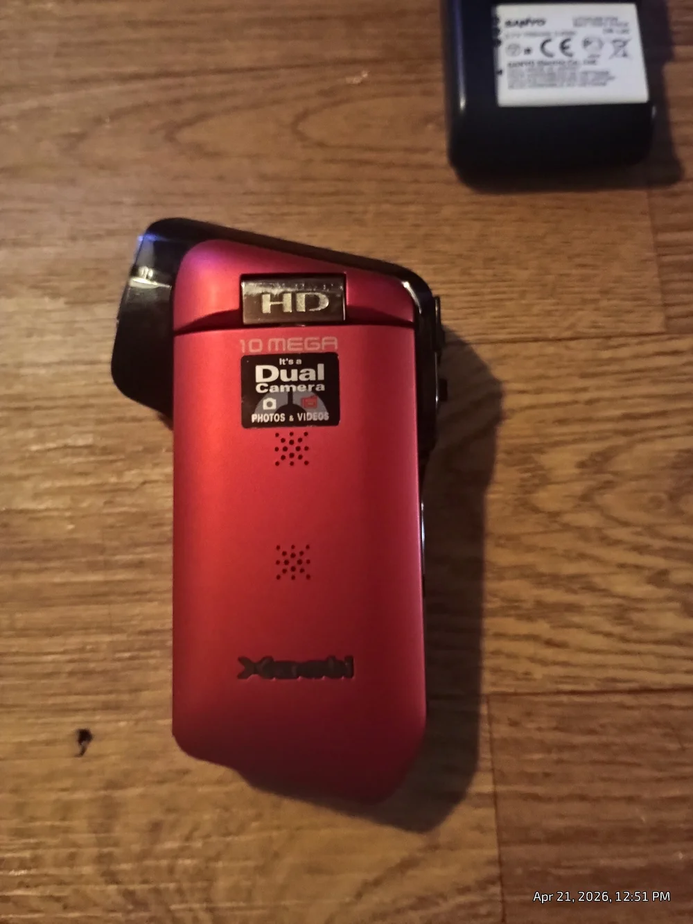 Red & Black Camcorder with Flip LCD Screen
